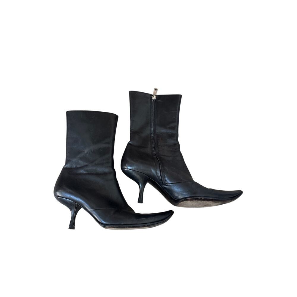 Bally Tully Black Leather Kitten Heel Sock Boot Made in Italy UK8.5/EU38.5